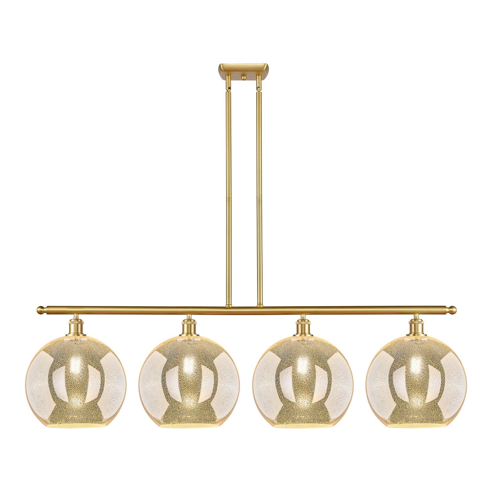 Innovations Athens 50in 4-Light Island Light | Industrial Satin Gold Steel and Mercury Glass | Kitchen Island & Dining Room | 50 | Model 516-4I-SG-G128-12