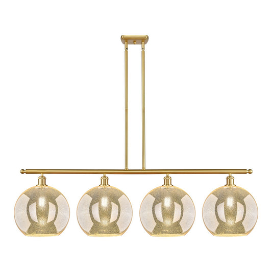 Innovations Athens 50in 4-Light Island Light | Industrial Satin Gold Steel and Mercury Glass | Kitchen Island & Dining Room | 50 | Model 516-4I-SG-G128-12
