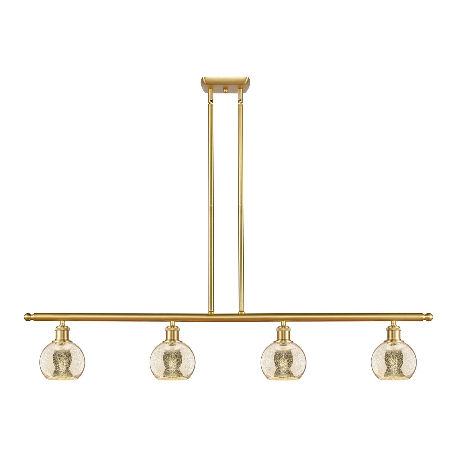 Innovations Athens 48in 4-Light Island Light | Industrial Satin Gold Steel and Mercury Glass | Kitchen Island & Dining Room | 48 | Model 516-4I-SG-G128-6