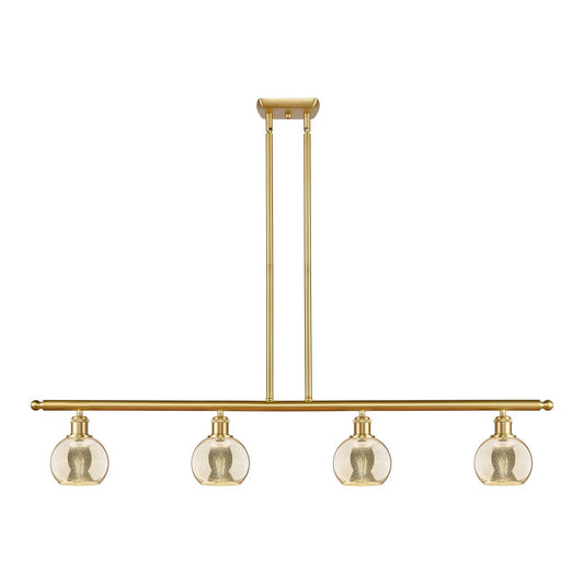 Innovations Athens 48in 4-Light Island Light | Industrial Satin Gold Steel and Mercury Glass | Kitchen Island & Dining Room | 48 | Model 516-4I-SG-G128-6