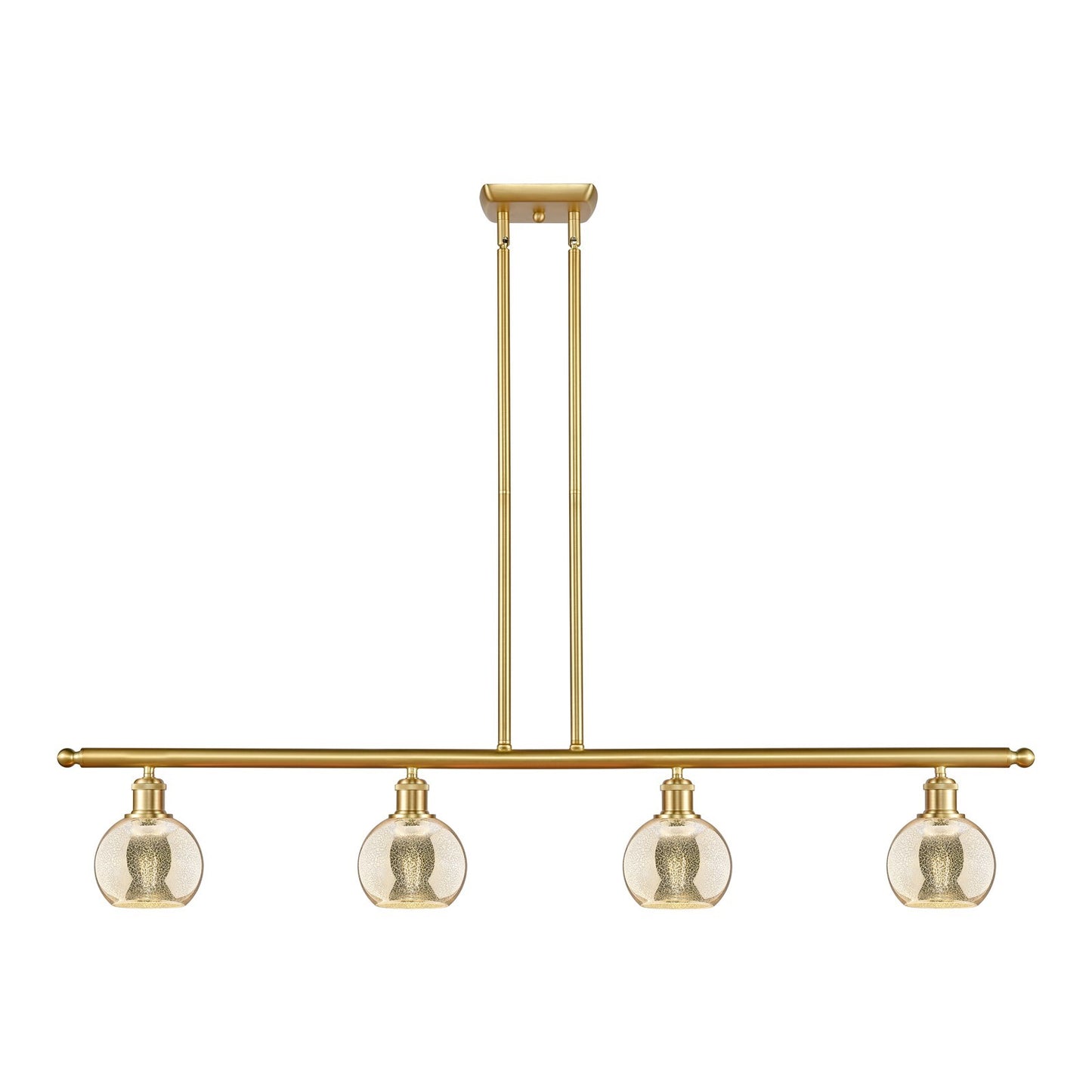 Innovations Athens 48in 4-Light Island Light | Industrial Satin Gold Steel and Mercury Glass | Kitchen Island & Dining Room | 48 | Model 516-4I-SG-G128-6