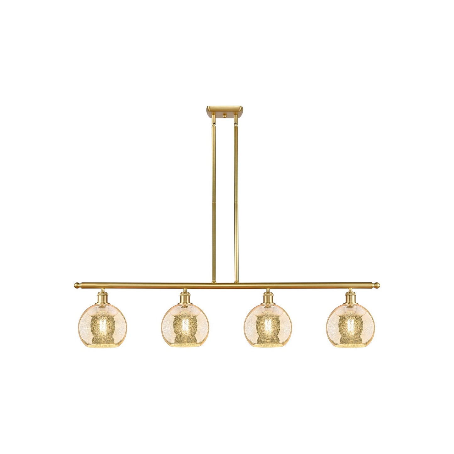 Innovations Athens 48in 4-Light Island Light | Industrial Satin Gold and Mercury Glass | Kitchen Island & Dining Room | 48 x 10.5 | Model 516-4I-SG-G128-8