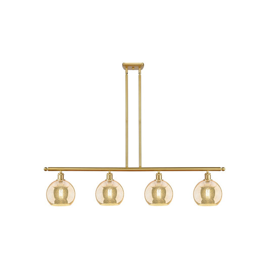 Innovations Athens 48in 4-Light Island Light | Industrial Satin Gold and Mercury Glass | Kitchen Island & Dining Room | 48 x 10.5 | Model 516-4I-SG-G128-8