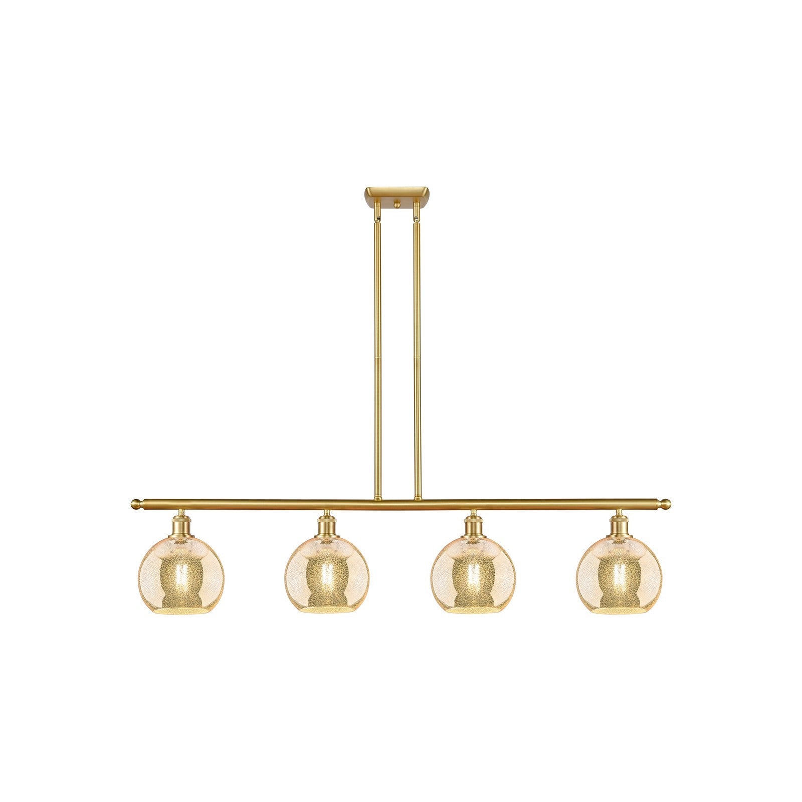Innovations Athens 48in 4-Light Island Light | Industrial Satin Gold and Mercury Glass | Kitchen Island & Dining Room | 48 x 10.5 | Model 516-4I-SG-G128-8