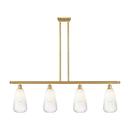 Innovations Brookhaven Almond 48in 4-Light Island Light | Industrial Satin Gold Steel and Opal Glass | Kitchen Island & Dining | Model 516-4I-SG-G480-6OP