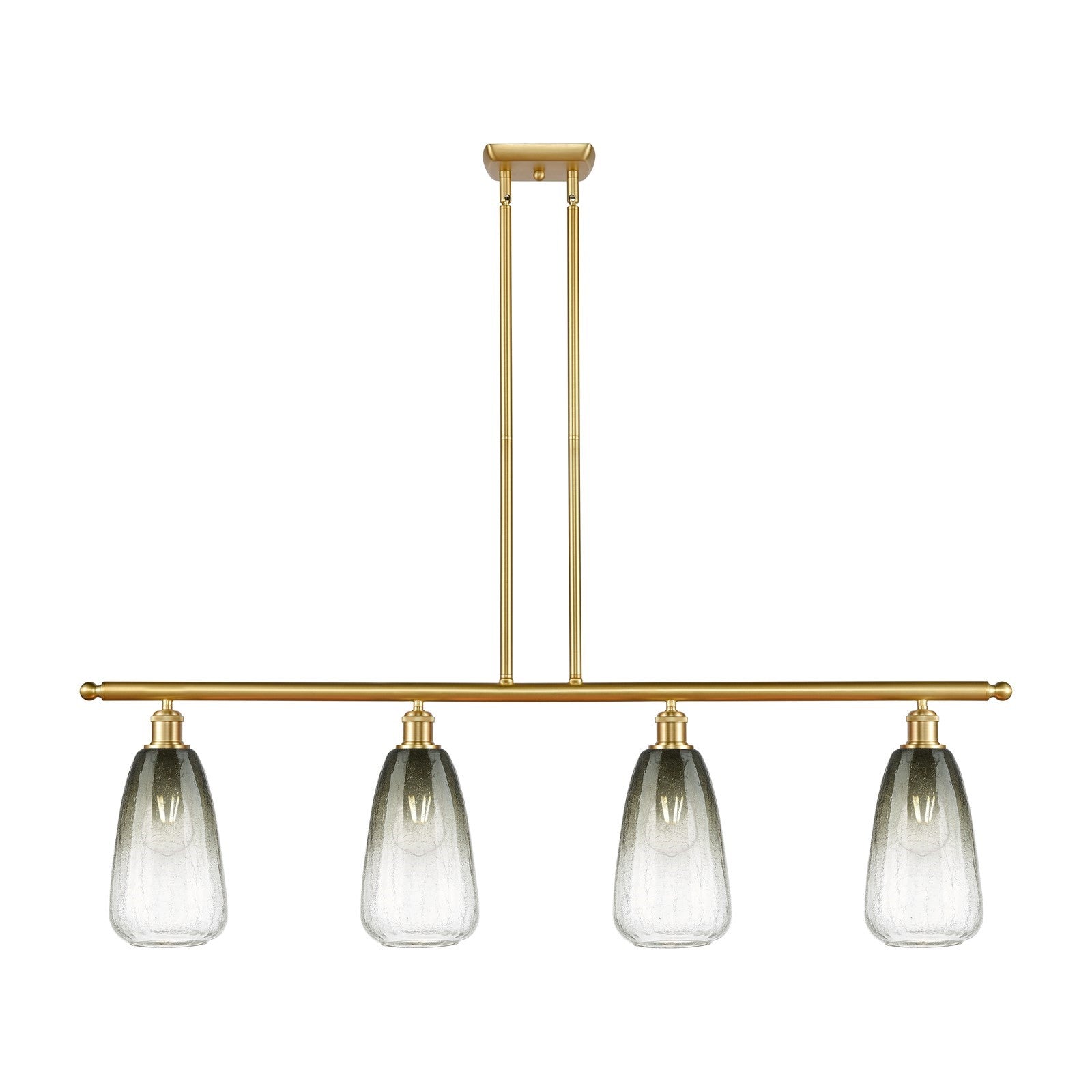 Innovations Brookhaven Almond 48in 4-Light Island Light | Industrial Satin Gold Steel and Slate Glass | Kitchen Island & Dining | Model 516-4I-SG-G480-6SL