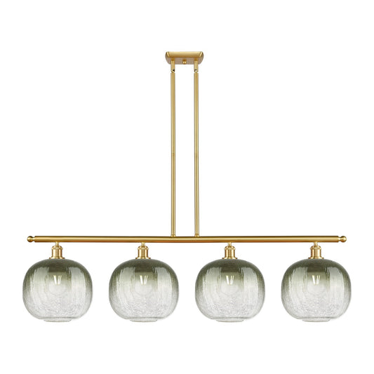Innovations Brookhaven Sphere 49in 4-Light Island Light | Industrial Satin Gold Steel and Slate Glass | Kitchen Island & | Model 516-4I-SG-G481-10SL