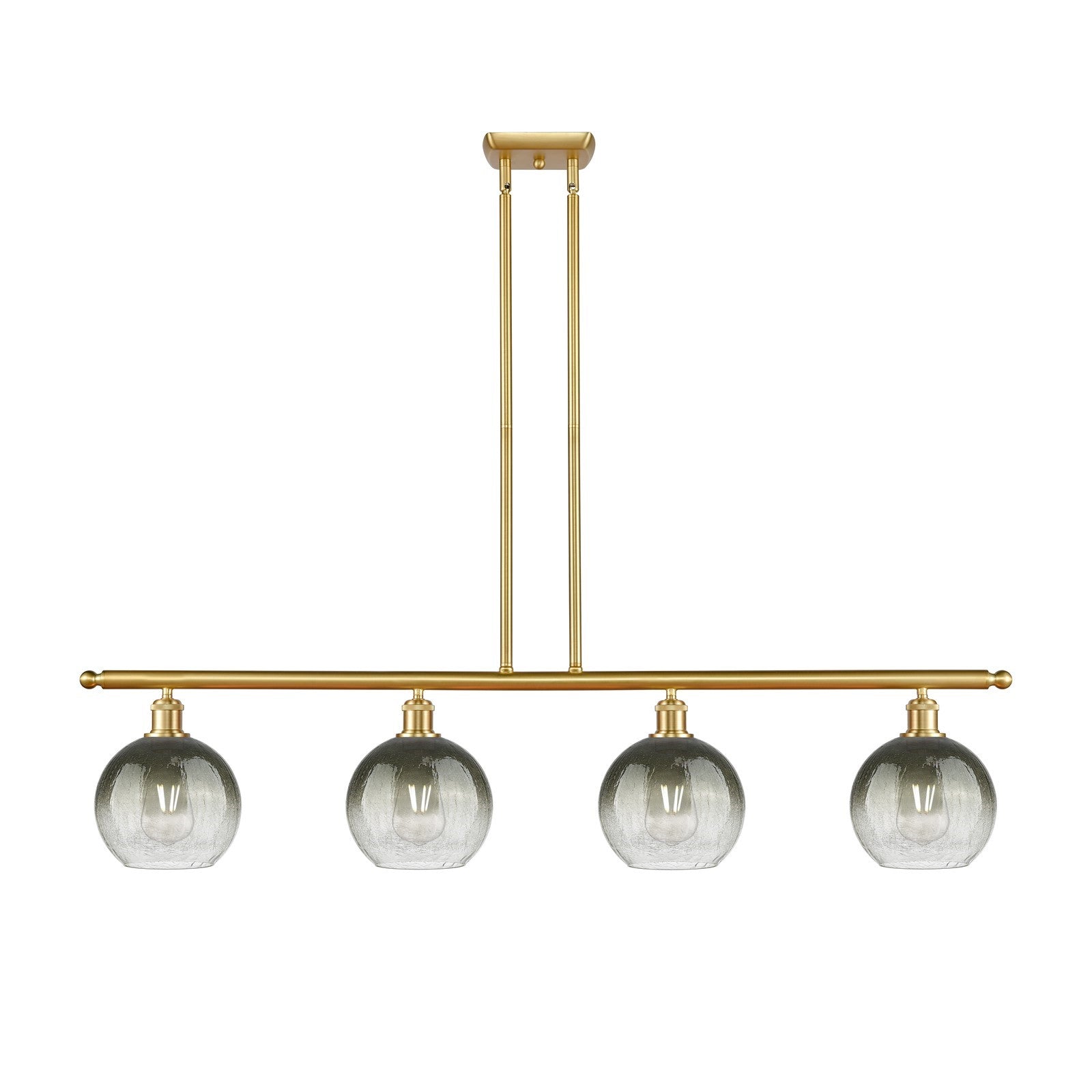 Innovations Brookhaven Globe 48in 4-Light Island Light | Industrial Satin Gold Steel and Slate Glass | Kitchen Island & Dining | Model 516-4I-SG-G483-8SL
