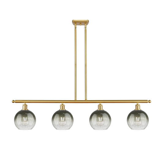 Innovations Brookhaven Globe 48in 4-Light Island Light | Industrial Satin Gold Steel and Slate Glass | Kitchen Island & Dining | Model 516-4I-SG-G483-8SL