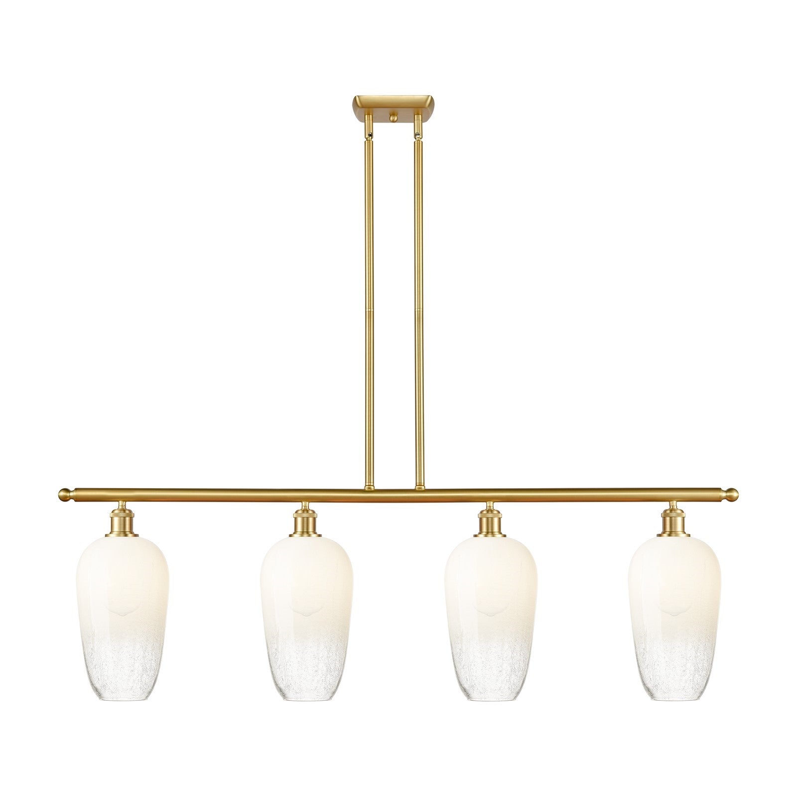 Innovations Brookhaven Flute 48in 4-Light Island Light | Industrial Satin Gold Steel and Opal Glass | Kitchen Island & Dining | Model 516-4I-SG-G484-7OP