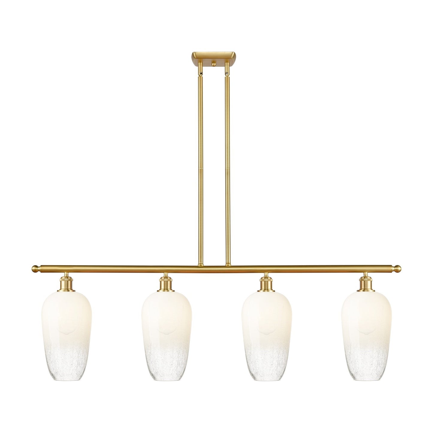 Innovations Brookhaven Flute 48in 4-Light Island Light | Industrial Satin Gold Steel and Opal Glass | Kitchen Island & Dining | Model 516-4I-SG-G484-7OP