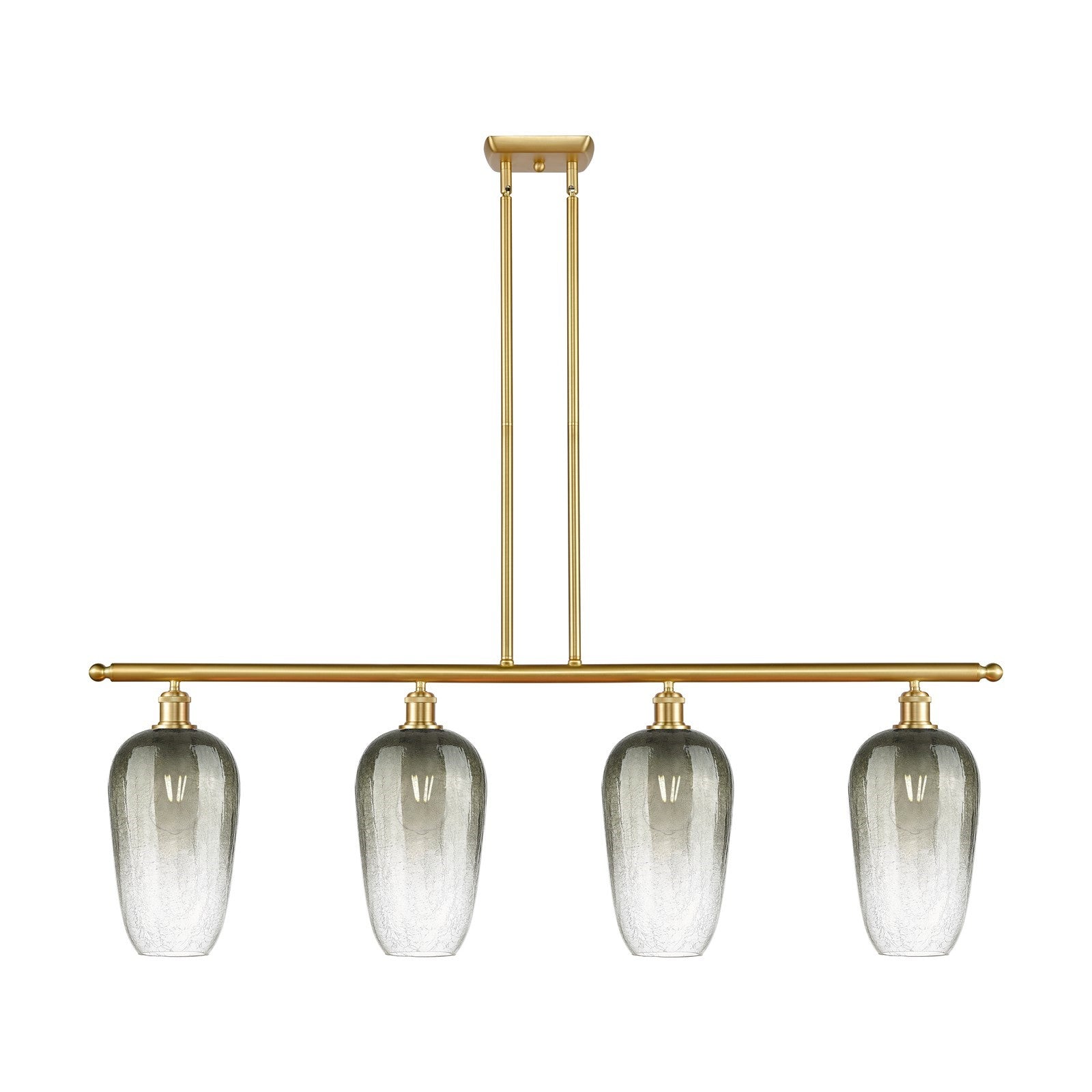 Innovations Brookhaven Flute 48in 4-Light Island Light | Industrial Satin Gold Steel and Slate Glass | Kitchen Island & Dining | Model 516-4I-SG-G484-7SL