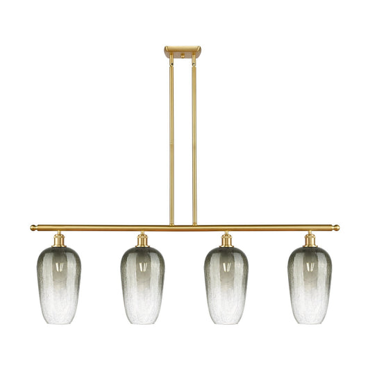 Innovations Brookhaven Flute 48in 4-Light Island Light | Industrial Satin Gold Steel and Slate Glass | Kitchen Island & Dining | Model 516-4I-SG-G484-7SL