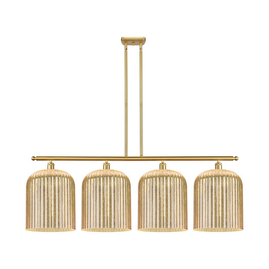 Innovations Bridal Veil 48in 4-Light Island Light | Art Nouveau Satin Gold Steel and Mercury Ribbed Glass | Kitchen Island & | Model 516-4I-SG-G559-12ME