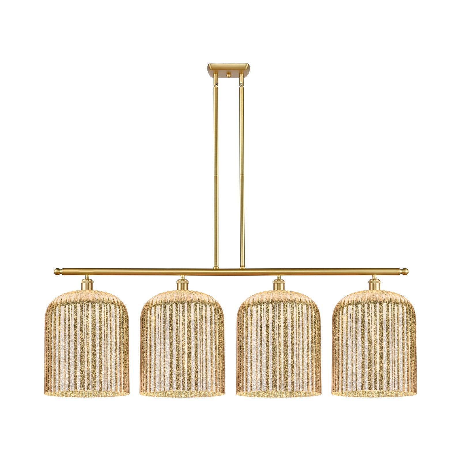 Innovations Bridal Veil 48in 4-Light Island Light | Art Nouveau Satin Gold Steel and Mercury Ribbed Glass | Kitchen Island & | Model 516-4I-SG-G559-12ME