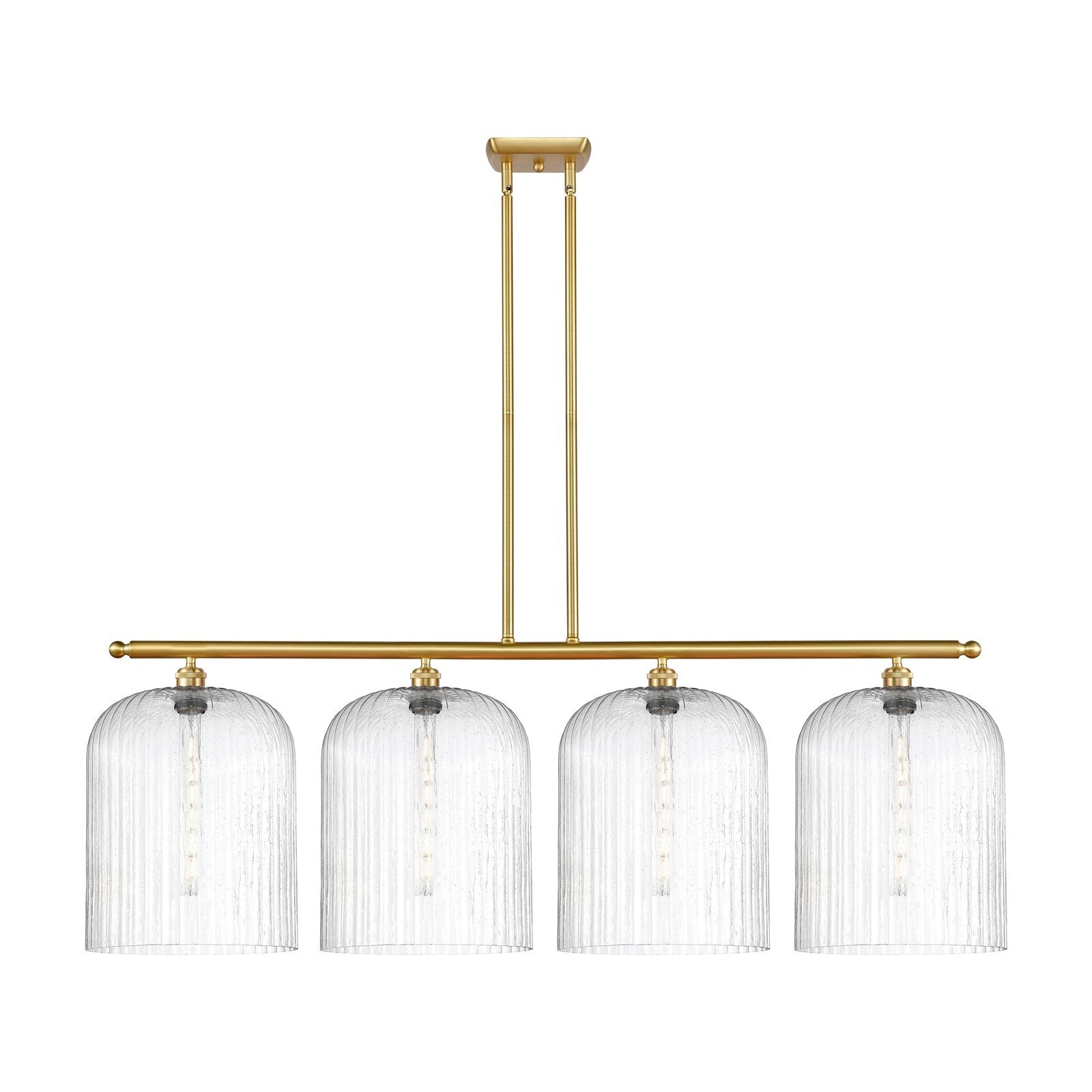 Innovations Bridal Veil 48in 4-Light Island Light | Art Nouveau Satin Gold Steel and Seedy Glass | Kitchen Island & Dining | Model 516-4I-SG-G559-12SDY