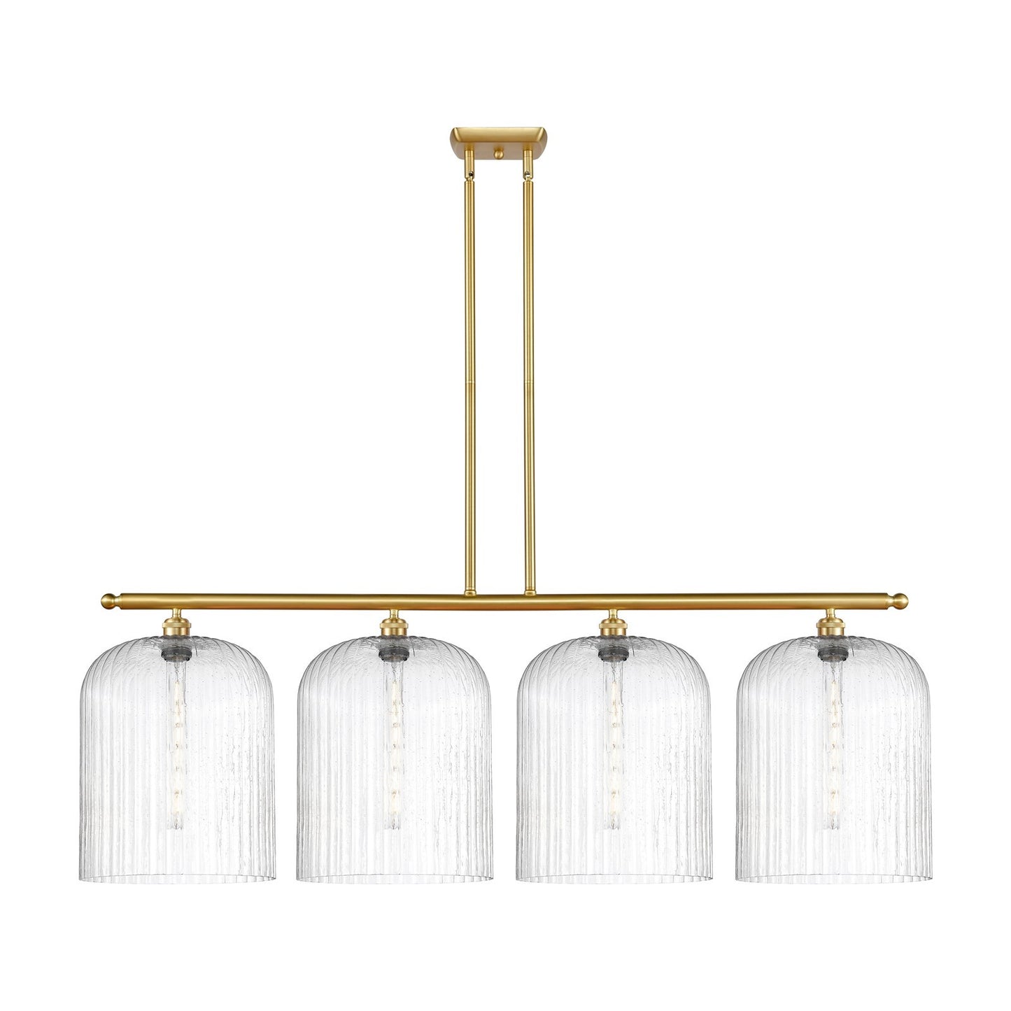 Innovations Bridal Veil 48in 4-Light Island Light | Art Nouveau Satin Gold Steel and Seedy Glass | Kitchen Island & Dining | Model 516-4I-SG-G559-12SDY