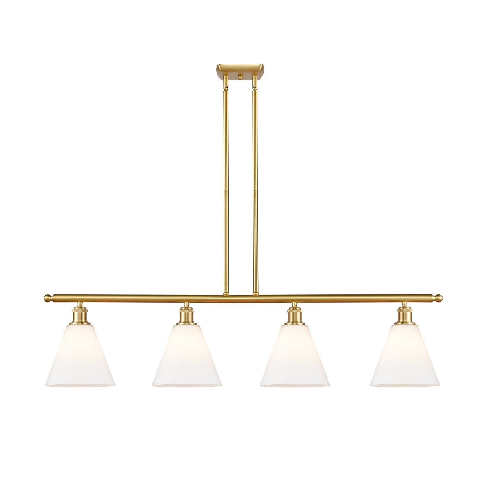 Innovations Berkshire 48in 4-Light Island Pendant | Industrial Satin Gold Steel and Matte White Glass | Kitchen Island & | Model 516-4I-SG-GBC-81-LED