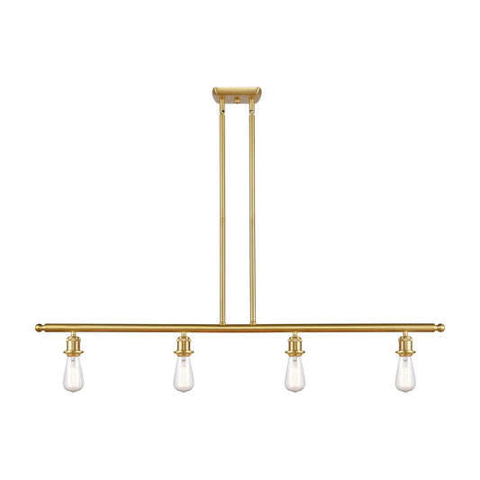 Innovations Lighting Ballston 48in 4-Light Island Light | Industrial Satin Gold Steel and Cast Brass | Kitchen Island | 48 x 4.25 x | Model 516-4I-SG-LED