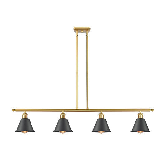 Innovations Smithfield 48in 4-Light Island Light | Industrial Farmhouse Satin Gold and Matte Black Metal | Kitchen Island & Dining | Model 516-4I-SG-M8-BK