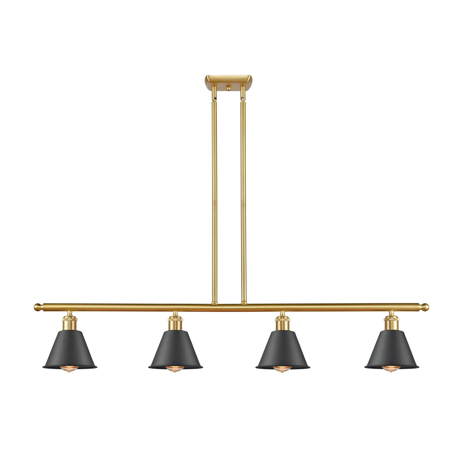 Innovations Smithfield 48in 4-Light Island Light | Industrial Satin Gold Steel and Matte Black Metal | Kitchen Island & Dining | Model 516-4I-SG-M8-BK-LED