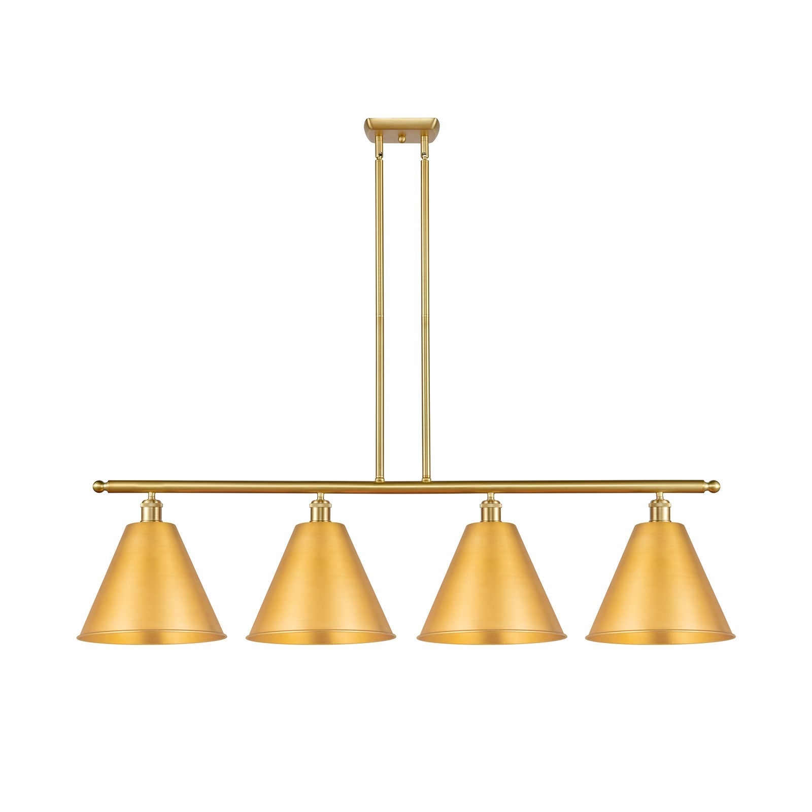 Innovations Berkshire Metal 50in 4-Light Island Light | Industrial Farmhouse Satin Gold Steel and Cast Brass with Satin Gold | Model 516-4I-SG-MBC-12-SG