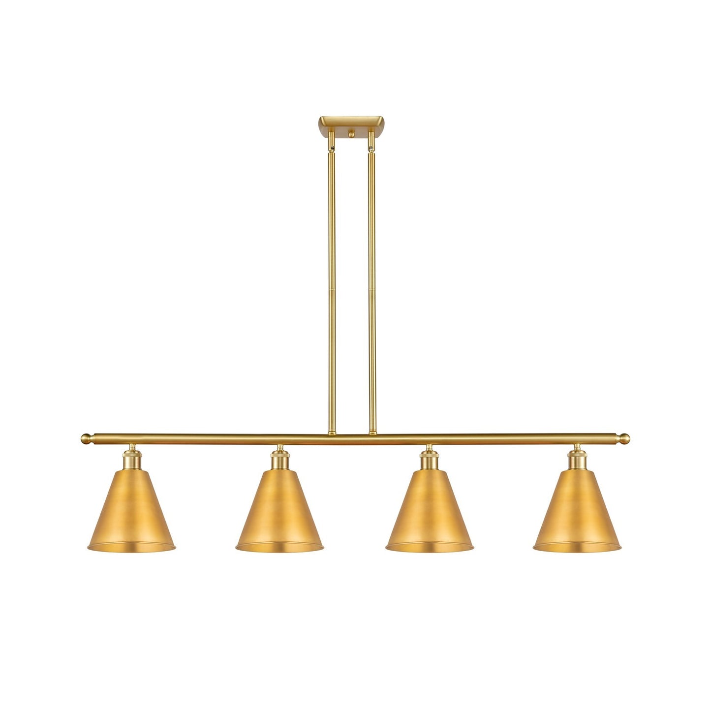 Innovations Berkshire Metal 48in 4-Light Island Light | Industrial Farmhouse Satin Gold Steel and Cast Brass with Satin | Model 516-4I-SG-MBC-8-SG-LED