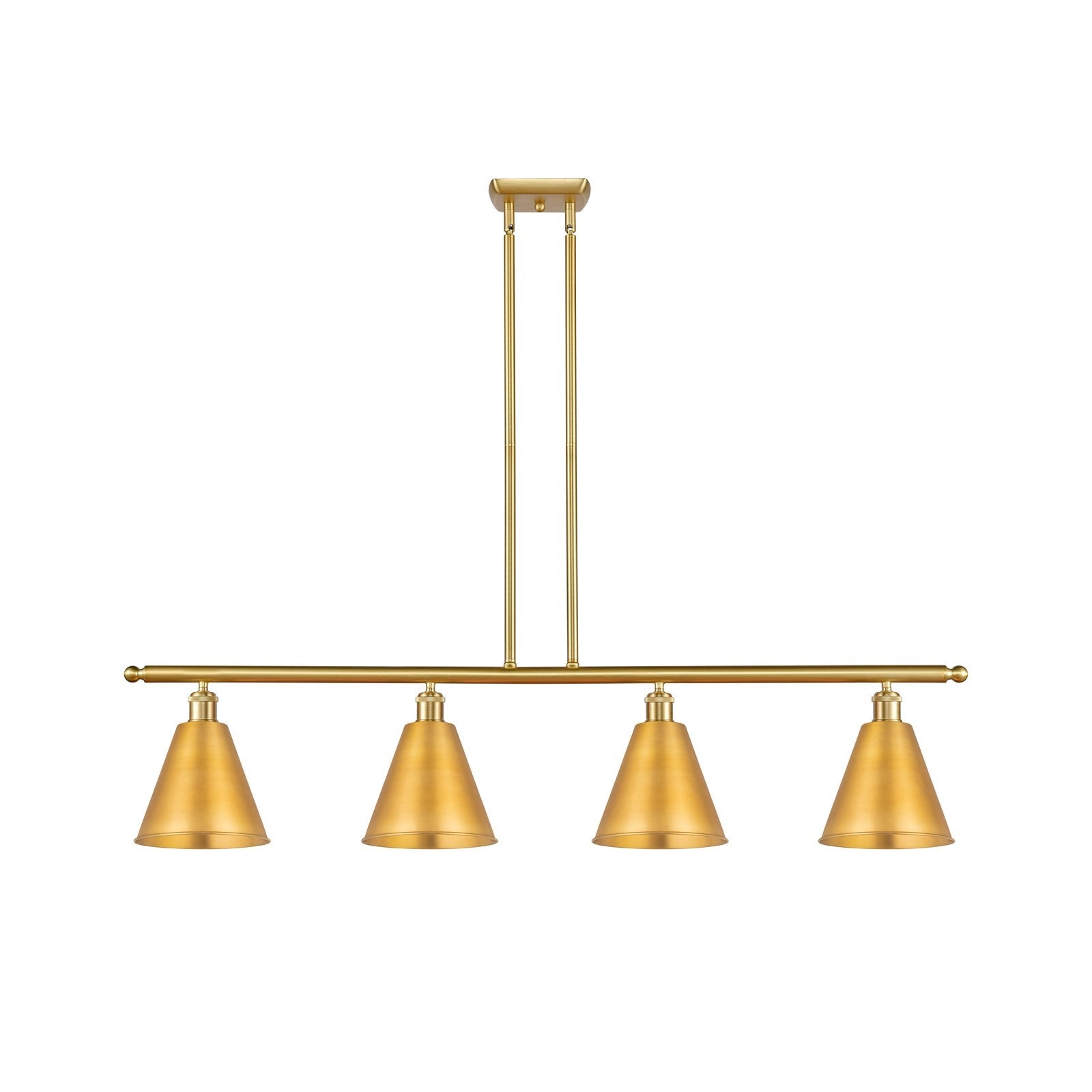 Innovations Berkshire Metal 48in 4-Light Island Light | Industrial Farmhouse Satin Gold Steel and Cast Brass with Satin | Model 516-4I-SG-MBC-8-SG-LED
