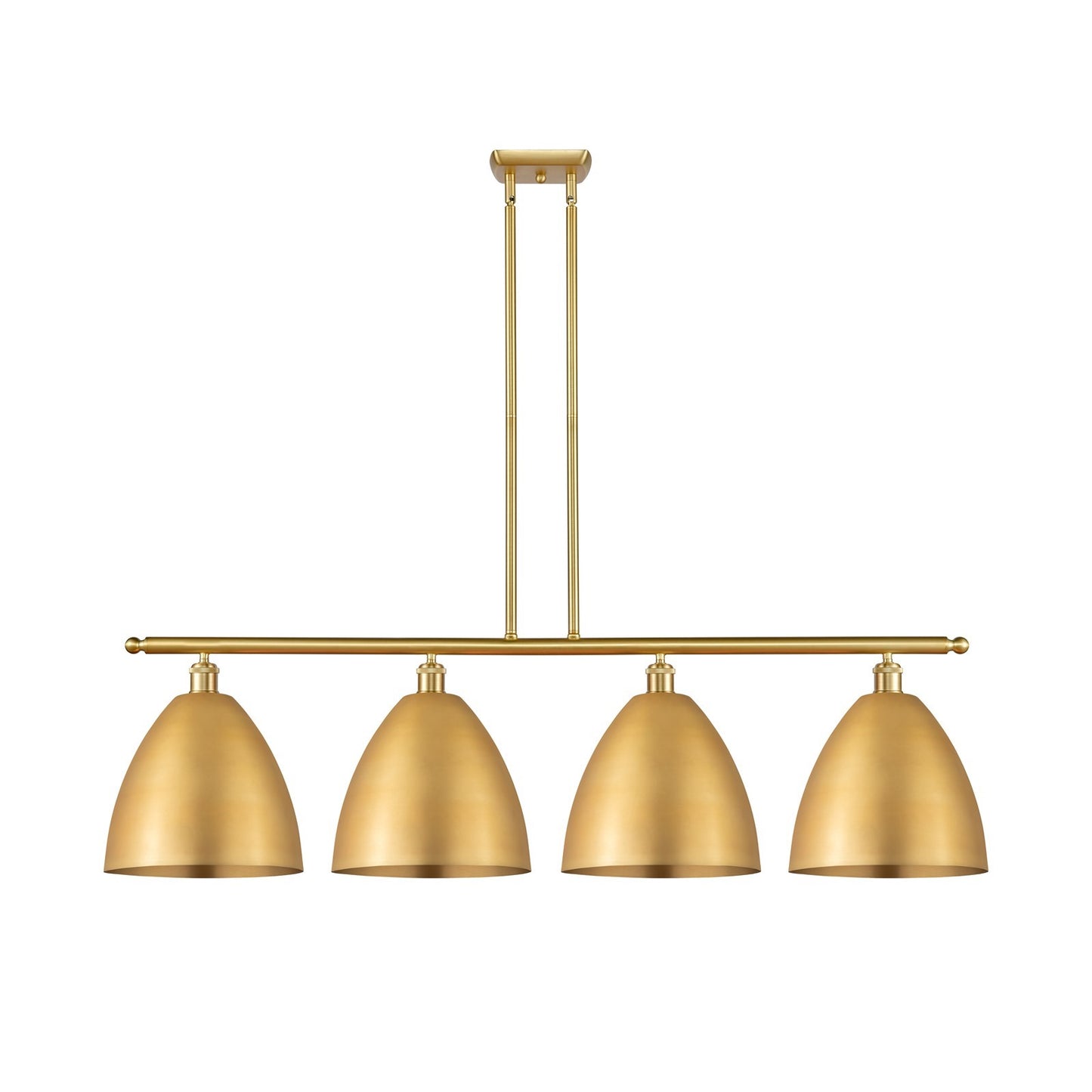 Innovations Bristol 50.25in 4-Light Island Light | Industrial Farmhouse Satin Gold Steel and Satin Gold Metal Shade | Model 516-4I-SG-MBD-12-SG-LED