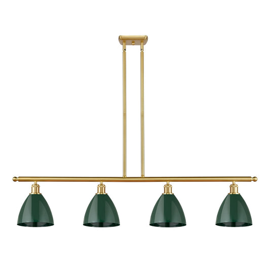Innovations Plymouth 48in 4-Light Island Light | Industrial Satin Gold Steel and Matte Green Metal | Kitchen Island | 48 x | Model 516-4I-SG-MBD-75-GR-LED