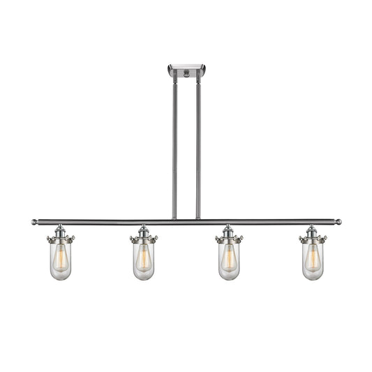 Innovations Kingsbury 48in 4-Light Island Light | Industrial Brushed Satin Nickel Steel and Clear Glass | Kitchen Island & | Model 516-4I-SN-CE231-CL-LED