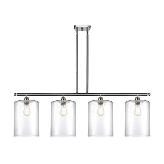 Innovations Cobbleskill 48in 4-Light Island Light | Industrial Brushed Satin Nickel Steel and Clear Glass | Kitchen Island & | Model 516-4I-SN-G112-L