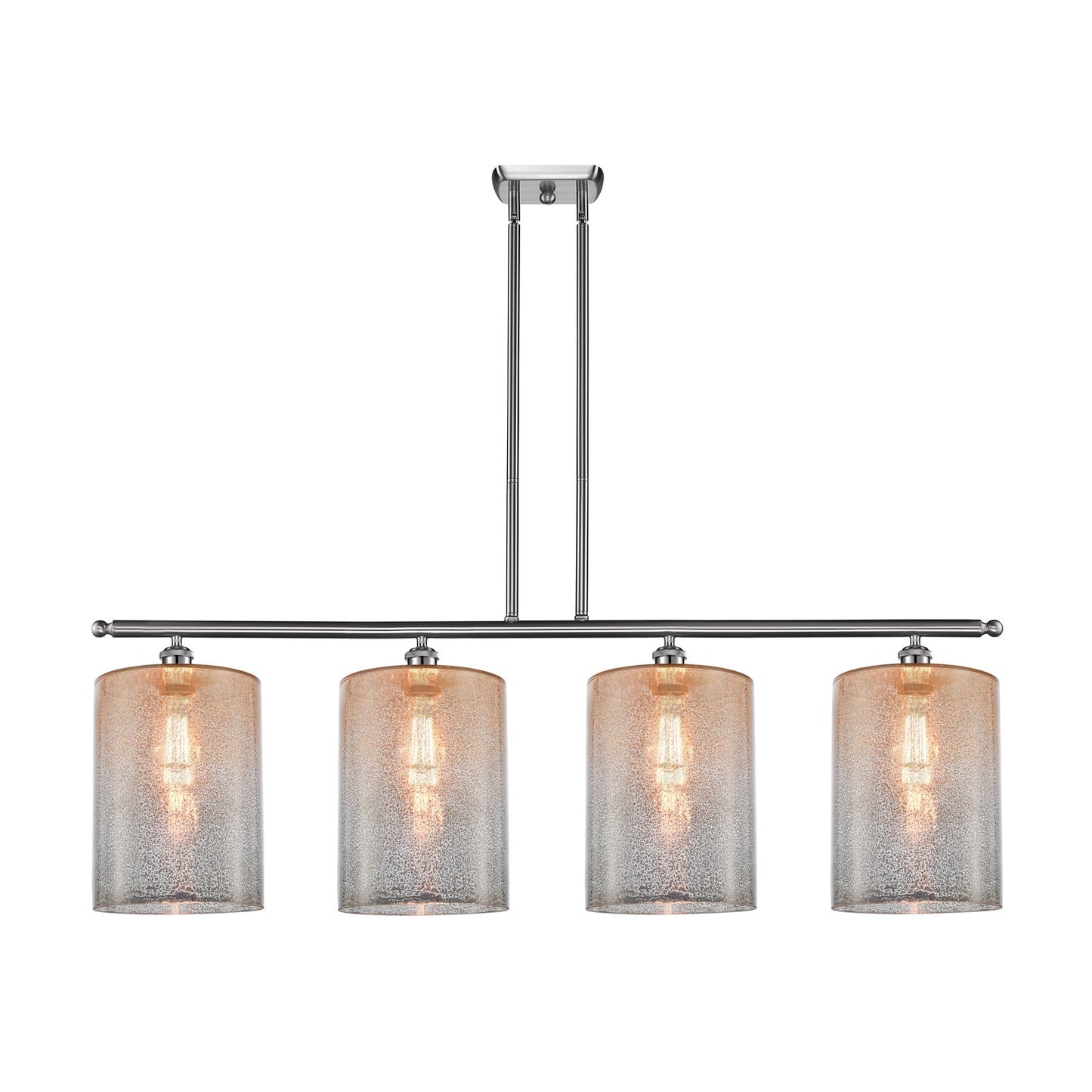 Innovations Cobbleskill 48in 4-Light Island Light | Industrial Brushed Satin Nickel Steel and Mercury Glass | Kitchen Island & | Model 516-4I-SN-G116-L