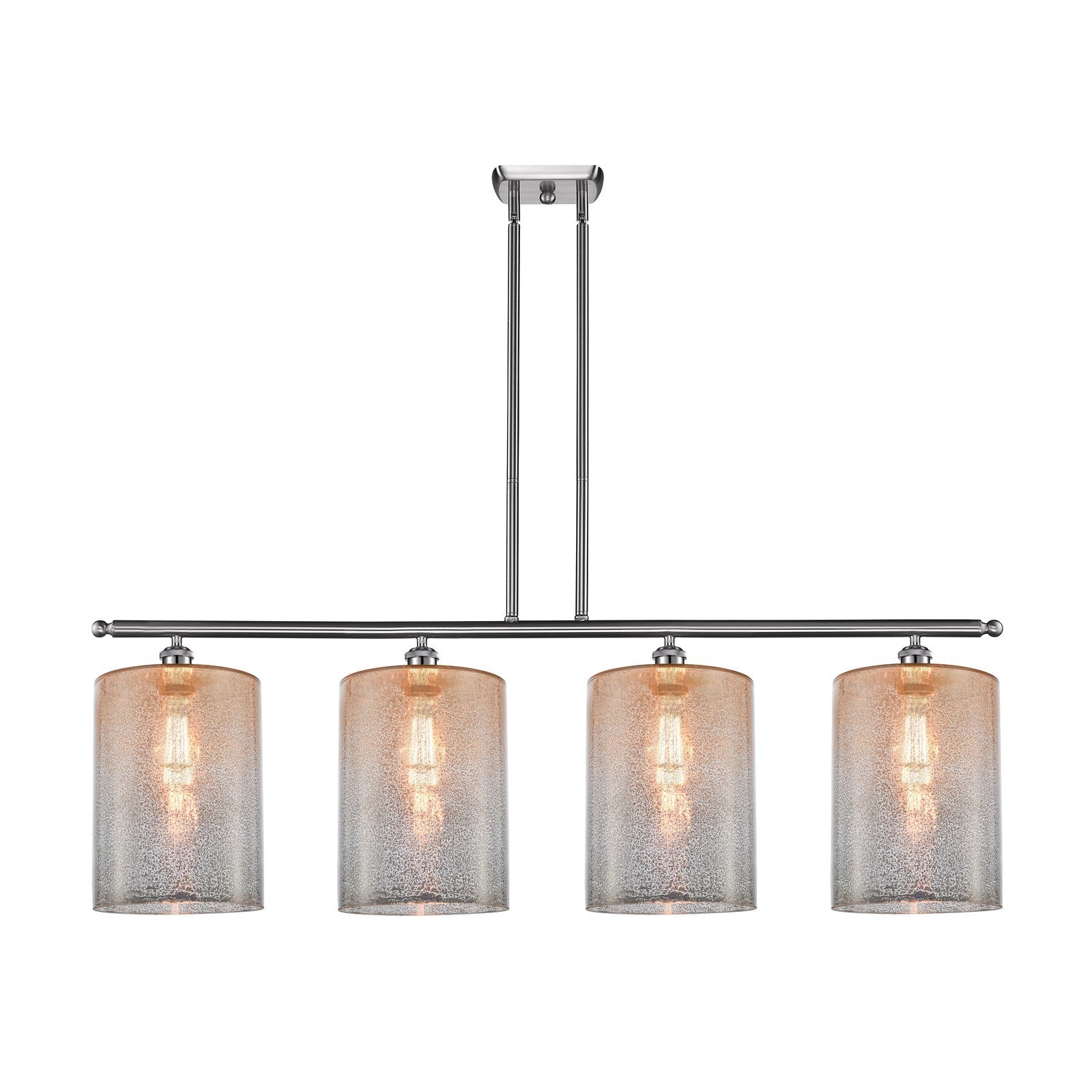 Innovations Cobbleskill 48in 4-Light Island Light | Industrial Brushed Satin Nickel Steel and Mercury Glass | Kitchen Island & | Model 516-4I-SN-G116-L