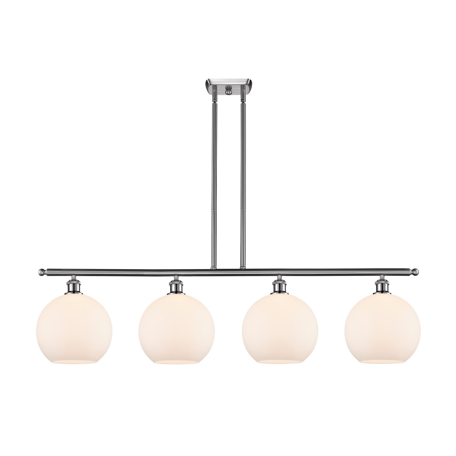 Innovations Athens 48in 4-Light Island Light | Industrial Brushed Satin Nickel and Matte White Glass | Kitchen Island & Dining | Model 516-4I-SN-G121-10