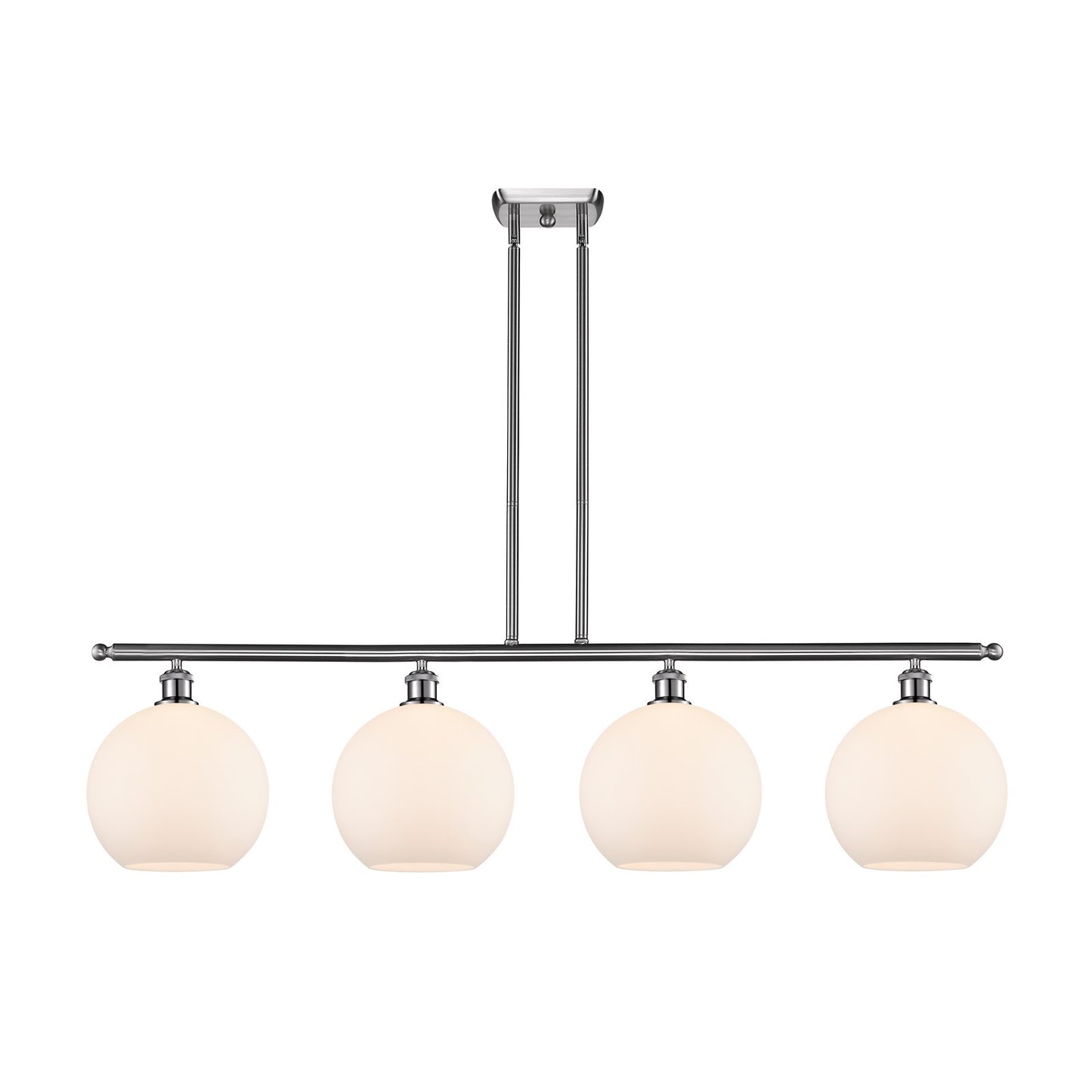 Innovations Athens 48in 4-Light Island Light | Industrial Brushed Satin Nickel and Matte White Glass | Kitchen Island & Dining | Model 516-4I-SN-G121-10