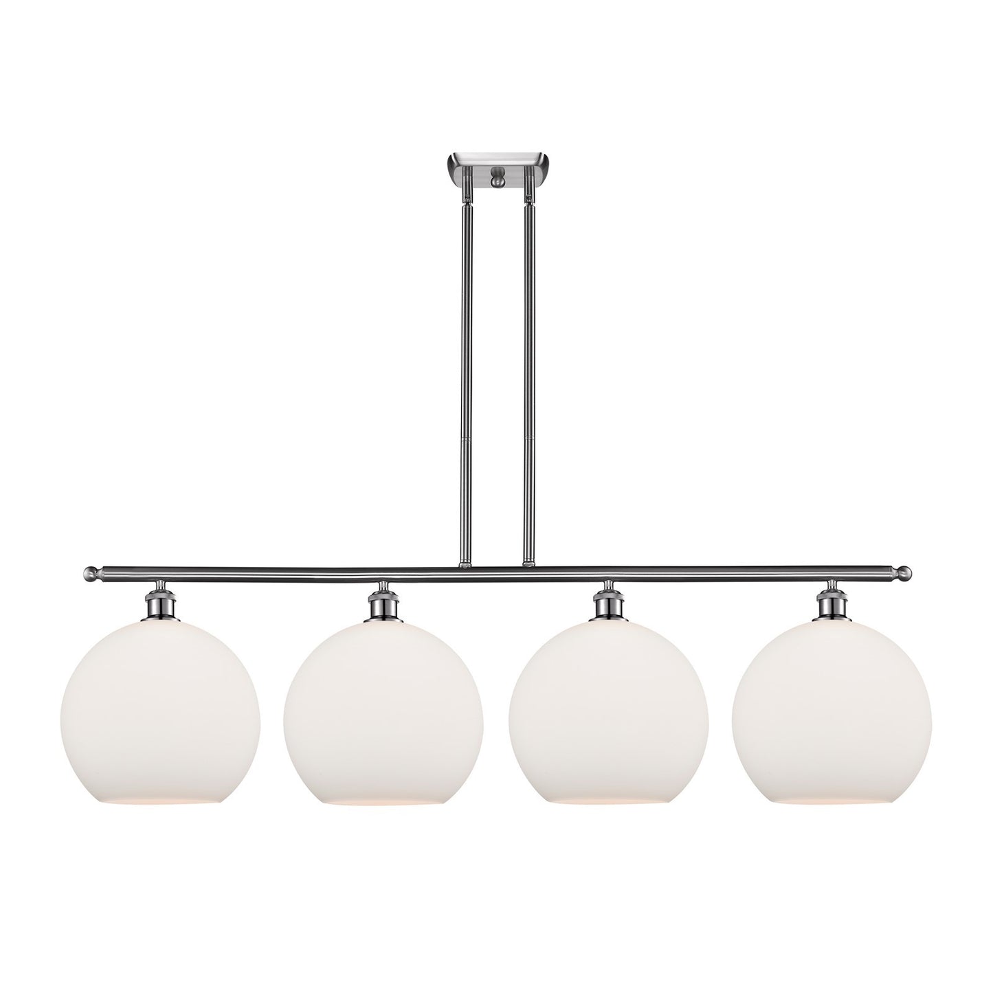 Innovations Athens 50in 4-Light Island Light | Industrial Brushed Satin Nickel and Matte White Glass | Kitchen Island & Dining | Model 516-4I-SN-G121-12