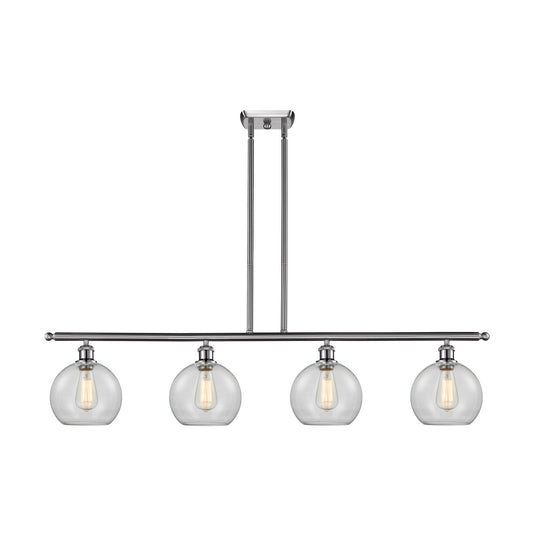 Innovations Athens 48in 4-Light Island Light | Industrial Brushed Satin Nickel and Clear Glass | Kitchen Island & Dining Room | Model 516-4I-SN-G122-8-LED