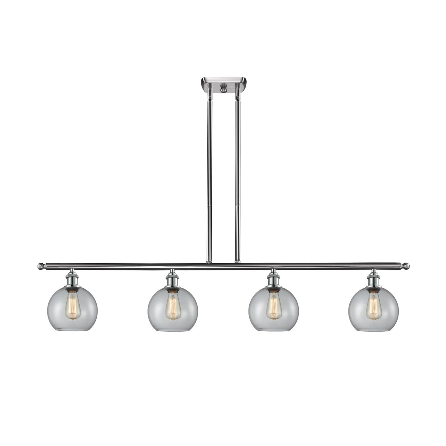 Innovations Athens 48in 4-Light Island Light | Modern Farmhouse Brushed Satin Nickel and Clear Basket Weave Glass | Kitchen | Model 516-4I-SN-G122C-8CL
