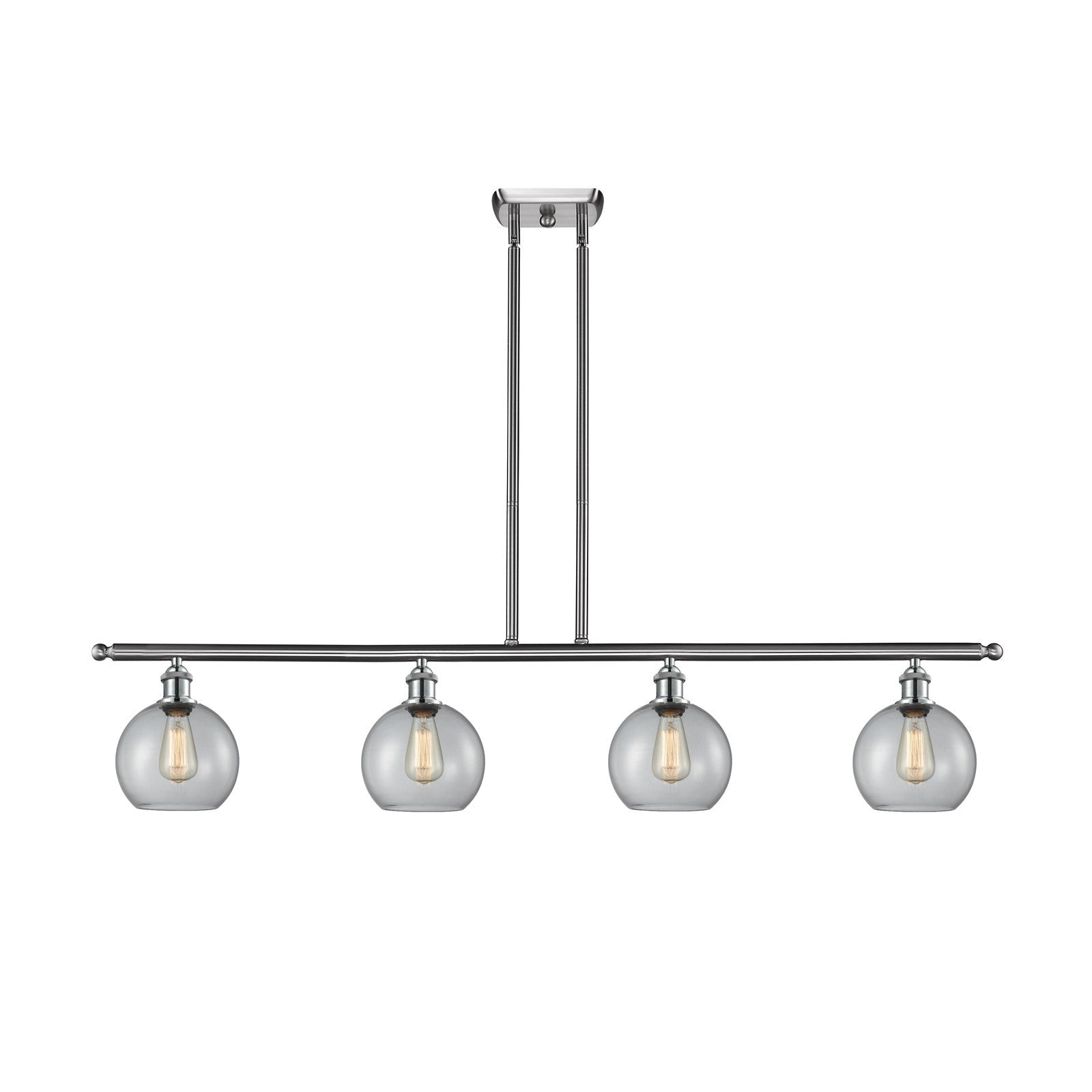 Innovations Athens 48in 4-Light Island Light | Modern Farmhouse Brushed Satin Nickel and Clear Basket Weave Glass | Kitchen | Model 516-4I-SN-G122C-8CL