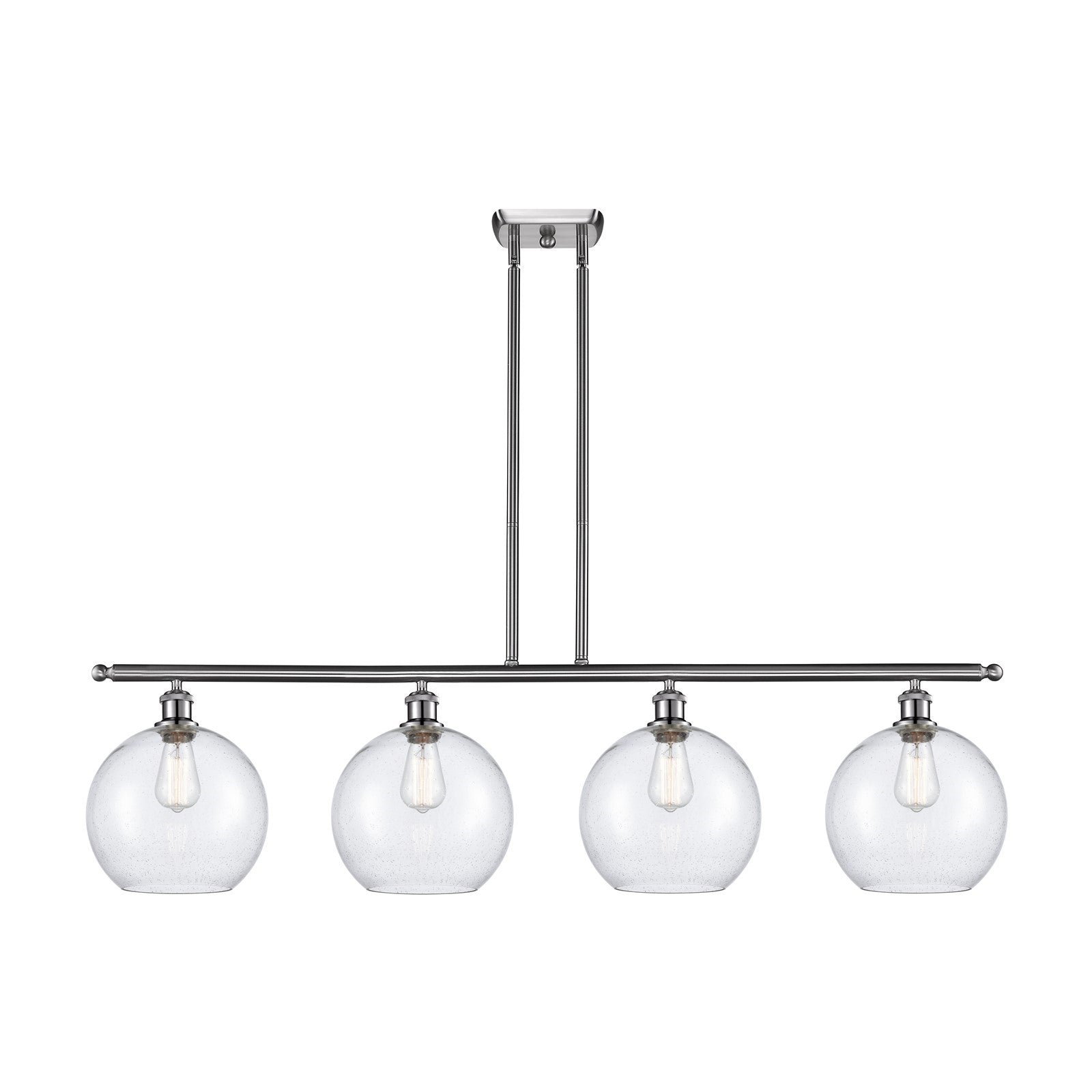 Innovations Athens 48in 4-Light Island Light | Industrial Brushed Satin Nickel Steel and Seedy Glass | Kitchen Island & Dining | Model 516-4I-SN-G124-10