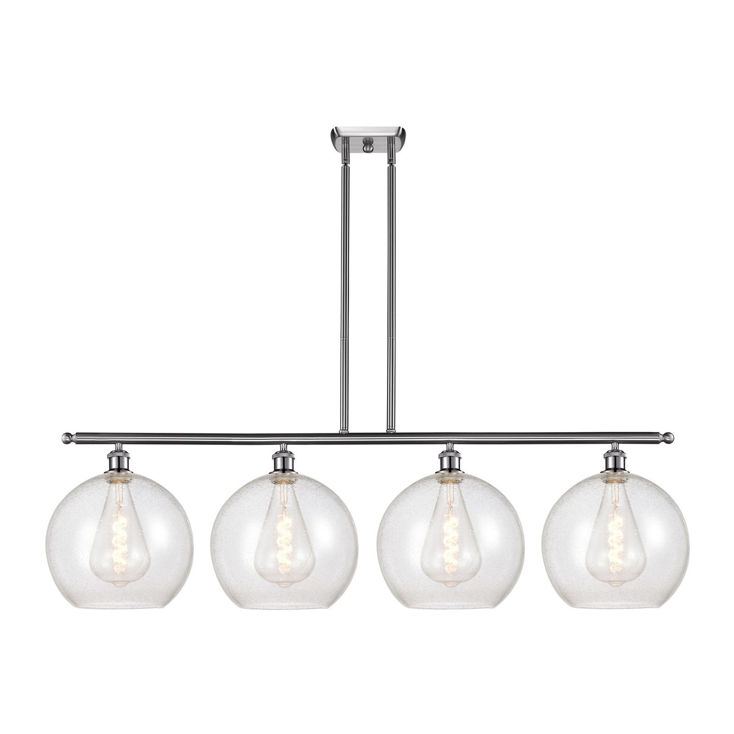 Innovations Athens 50in 4-Light Island Light | Industrial Brushed Satin Nickel Steel and Seedy Glass | Kitchen Island & Dining | Model 516-4I-SN-G124-12