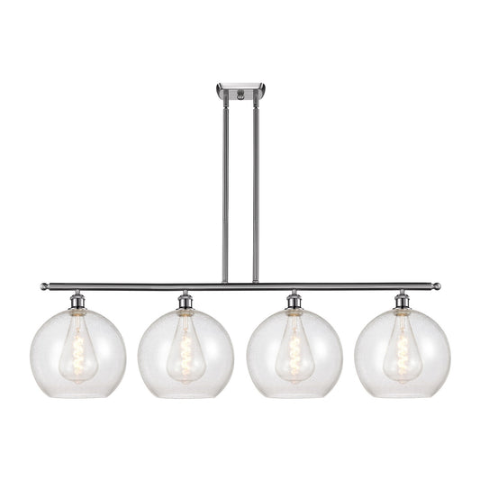 Innovations Athens 50in 4-Light Island Light | Industrial Brushed Satin Nickel Steel and Seedy Glass | Kitchen Island & Dining | Model 516-4I-SN-G124-12