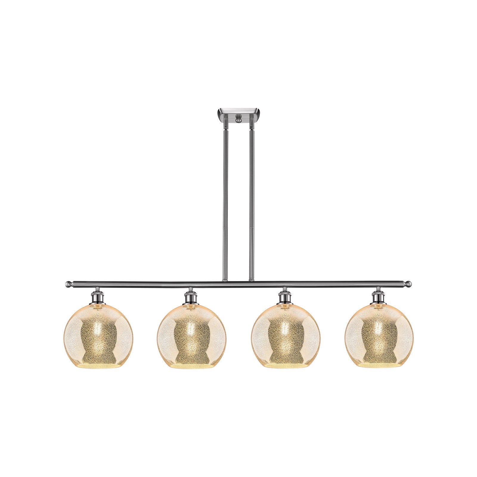Innovations Athens 48in 4-Light Island Light | Industrial Brushed Satin Nickel Steel and Mercury Glass | Kitchen Island & Dining | Model 516-4I-SN-G128-10
