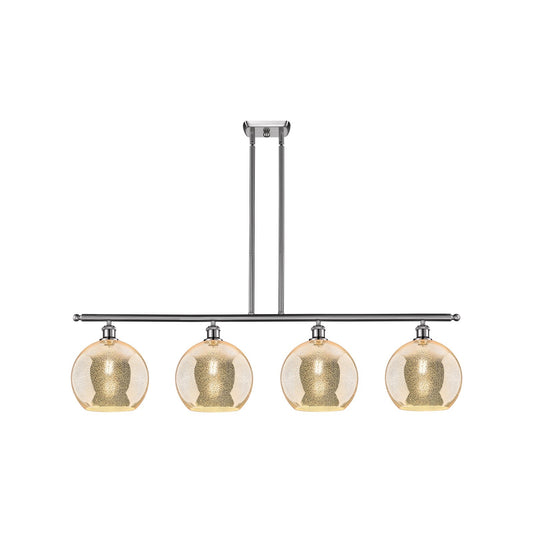 Innovations Athens 48in 4-Light Island Light | Industrial Brushed Satin Nickel Steel and Mercury Glass | Kitchen Island & Dining | Model 516-4I-SN-G128-10