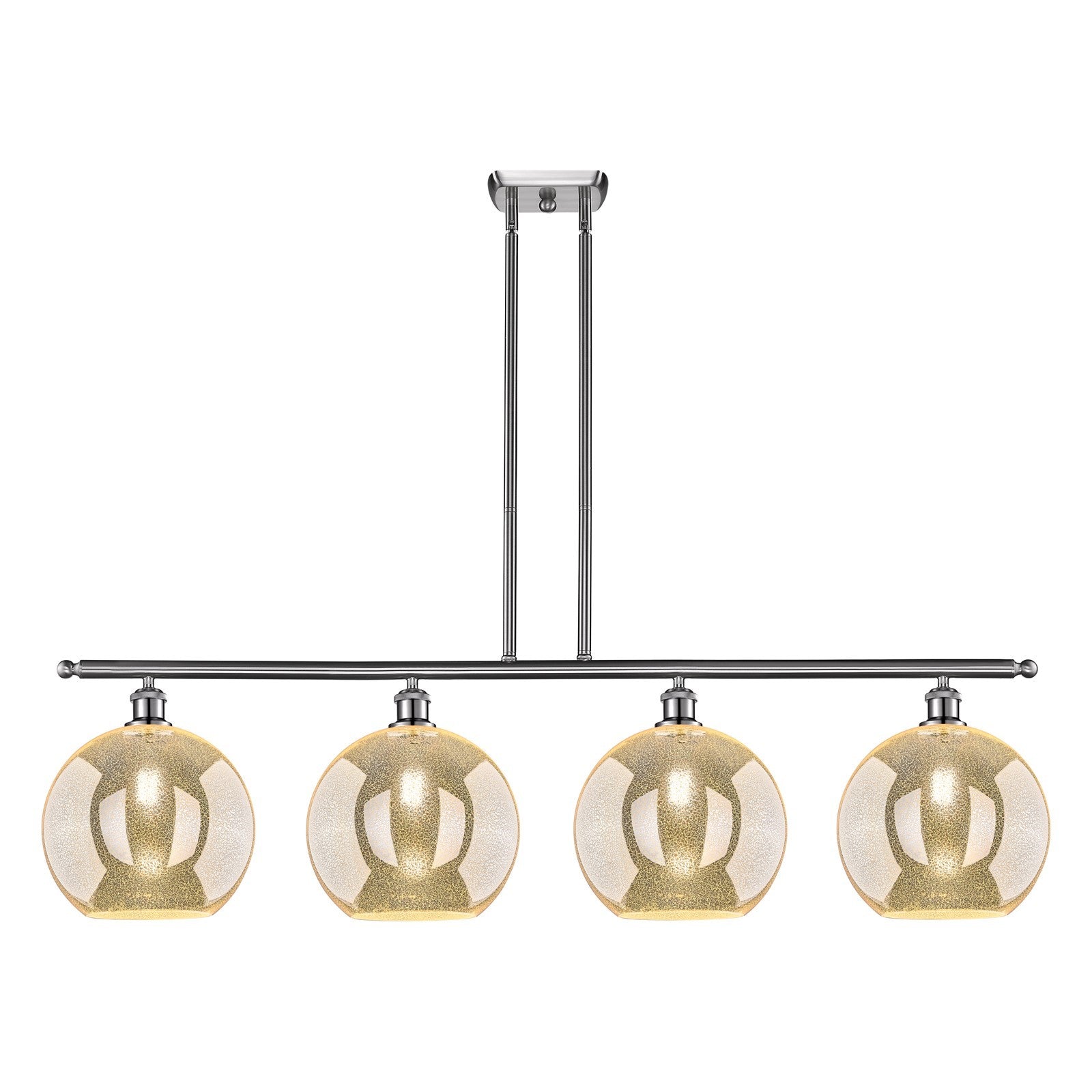 Innovations Athens 50in 4-Light Island Light | Industrial Brushed Satin Nickel and Mercury Glass | Kitchen Island & Dining Room | Model 516-4I-SN-G128-12