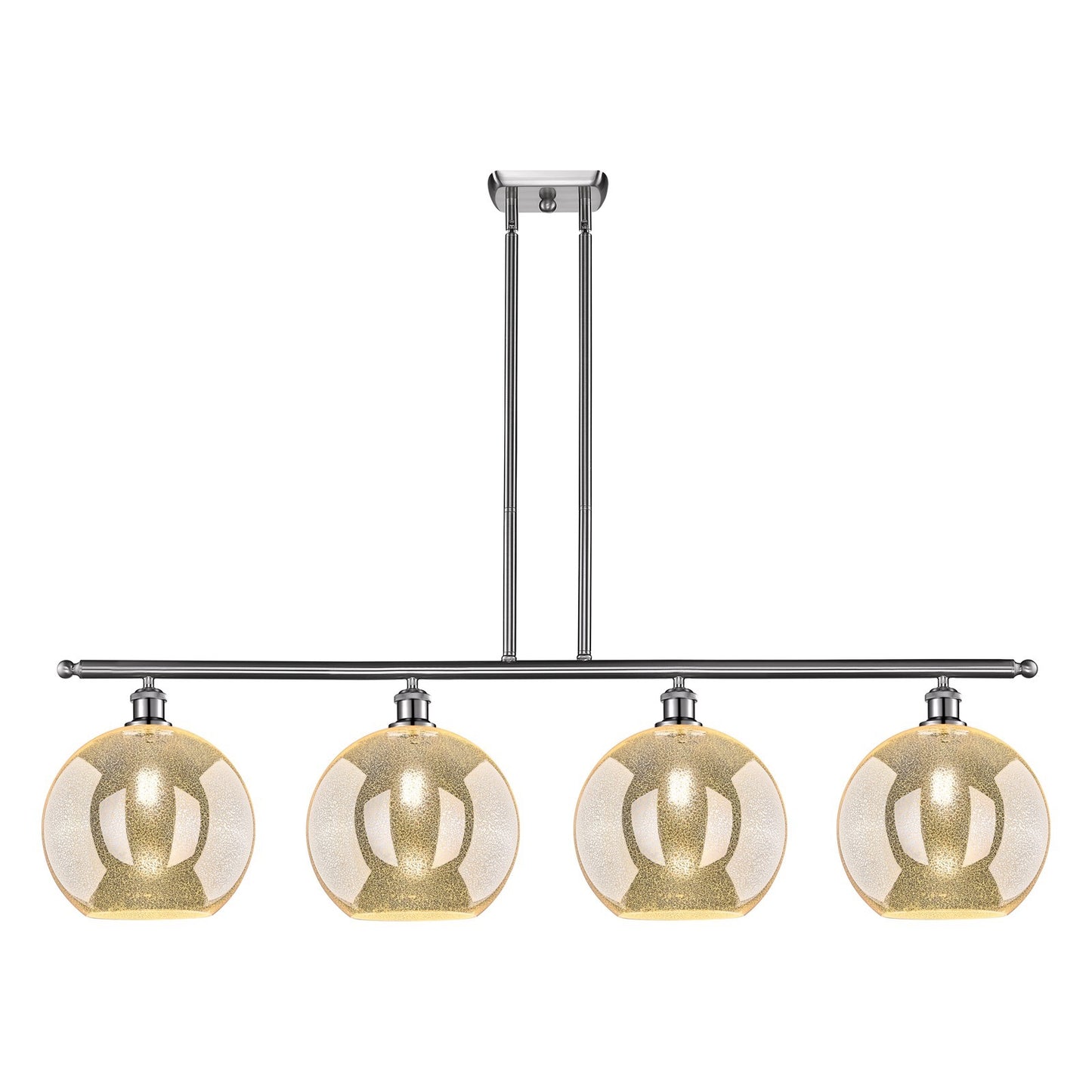 Innovations Athens 50in 4-Light Island Light | Industrial Brushed Satin Nickel and Mercury Glass | Kitchen Island & Dining Room | Model 516-4I-SN-G128-12