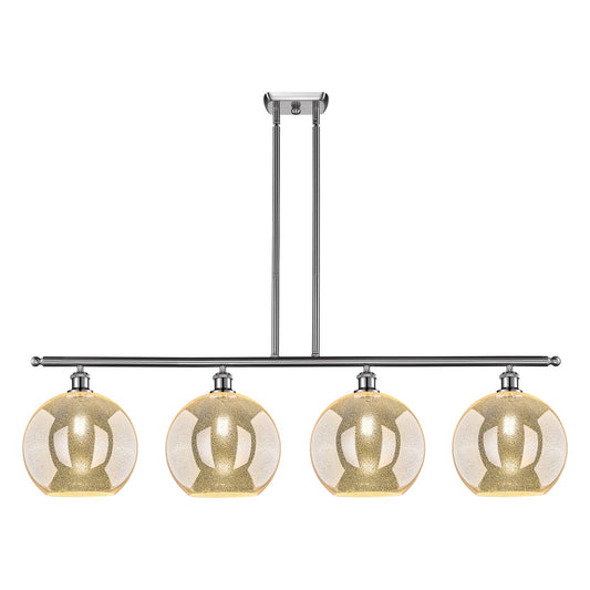 Innovations Athens 50in 4-Light Island Light | Industrial Brushed Satin Nickel and Mercury Glass | Kitchen Island & Dining Room | Model 516-4I-SN-G128-12