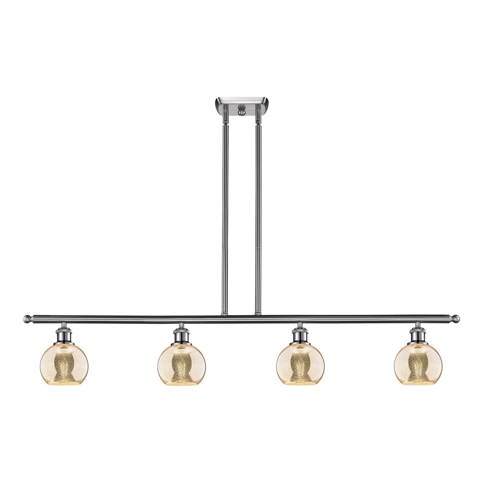 Innovations Athens 48in 4-Light Island Light | Industrial Brushed Satin Nickel and Mercury Glass | Kitchen Island & Dining Room | Model 516-4I-SN-G128-6