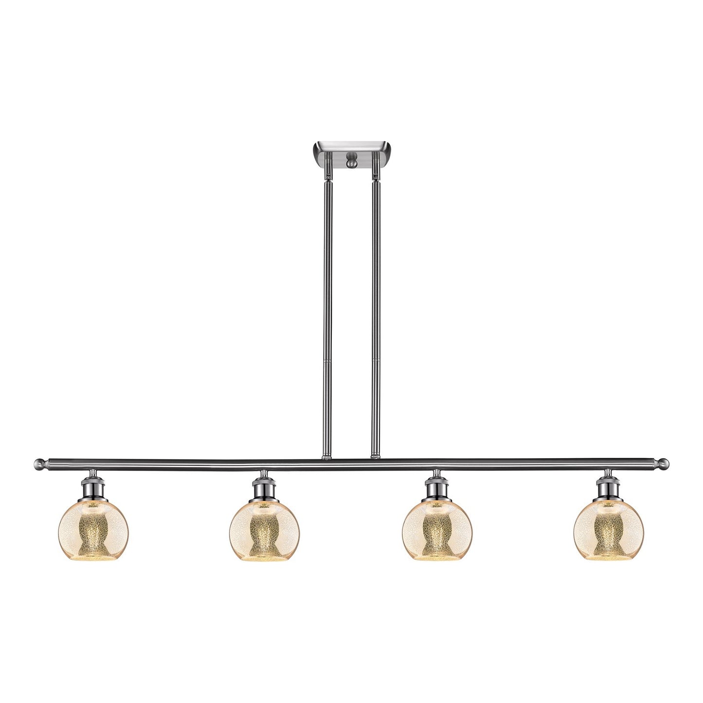 Innovations Athens 48in 4-Light Island Light | Industrial Brushed Satin Nickel and Mercury Glass | Kitchen Island & Dining Room | Model 516-4I-SN-G128-6